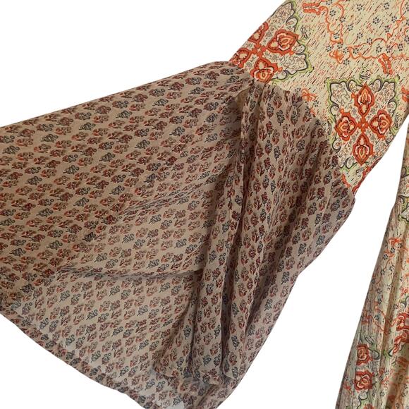 Umgee Peasant Top Womens Large Floral Mixed Print Bell Sleeve Boho Cottagecore - Picture 3 of 9